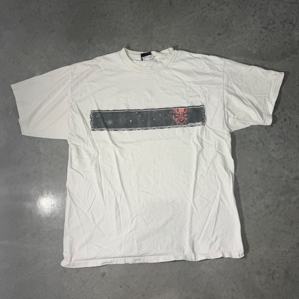Vintage Star Wars Darth Maul Box Logo Episode I T-Shirt Mens XL White 90s
